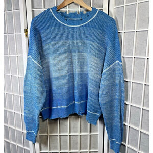 Revolve PISTOLA Eva Cropped Crewneck Blue Pullover Womens Large